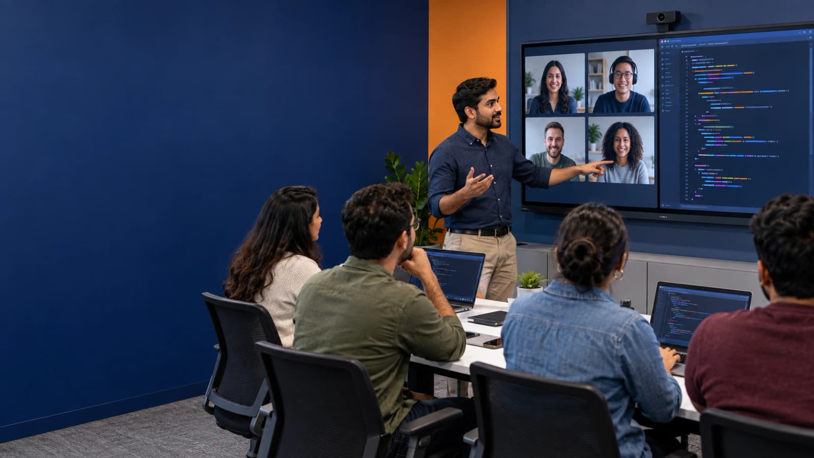 Hybrid RisingEdge technology class connecting on-campus learners with live online students