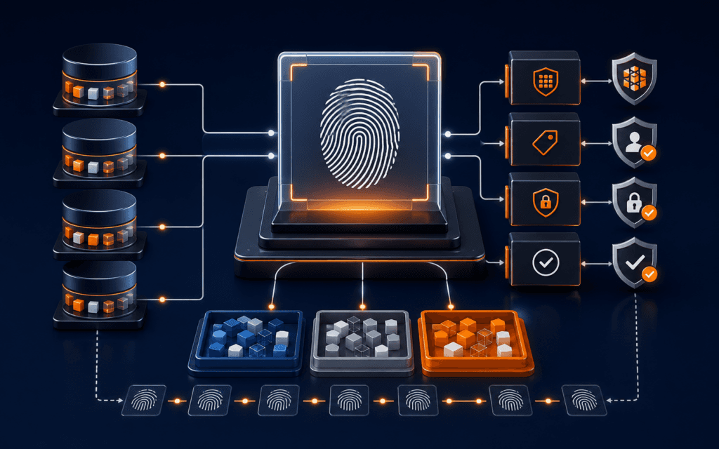 Featured image showing governed data sources connected to an immutable dataset manifest, approval controls, data partitions, and checksum records.
