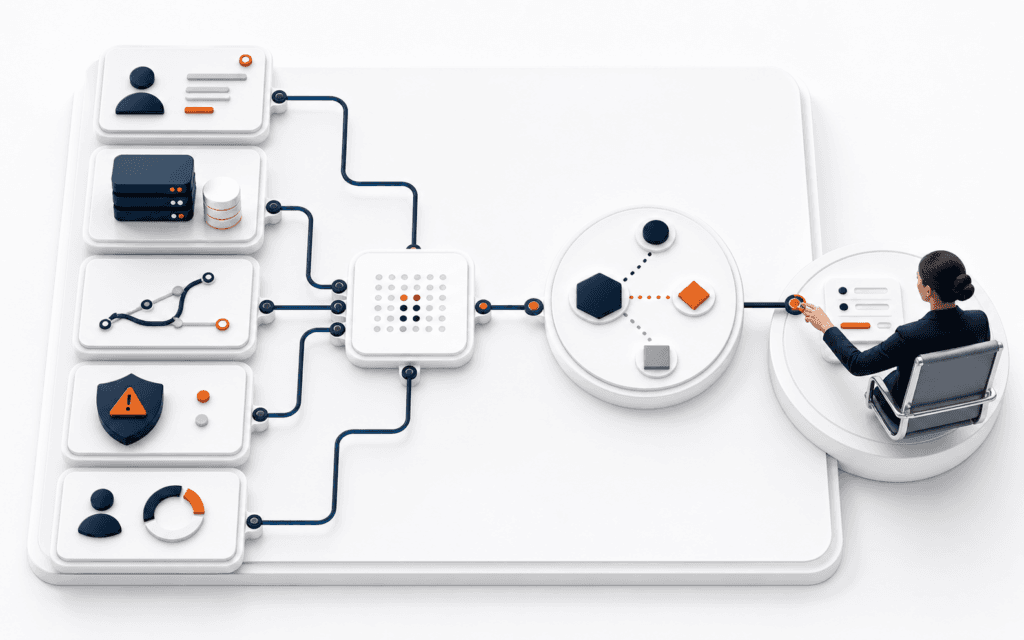 Featured image showing an AI project framing workflow connecting task, data, baseline, risk, and human review.