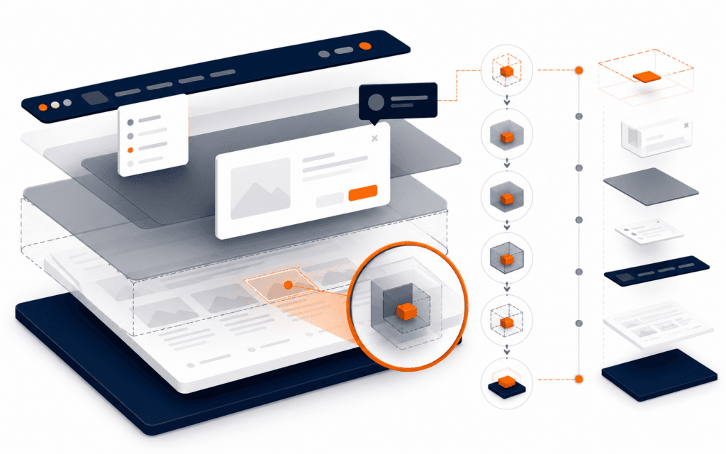 Featured image showing browser interface layers inspected for stacking contexts, transforms, clipping, overlays, and portal order.