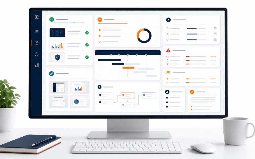 Featured image showing a freelancer weekly client update dashboard with progress evidence, schedule, risks, decisions, and next actions.