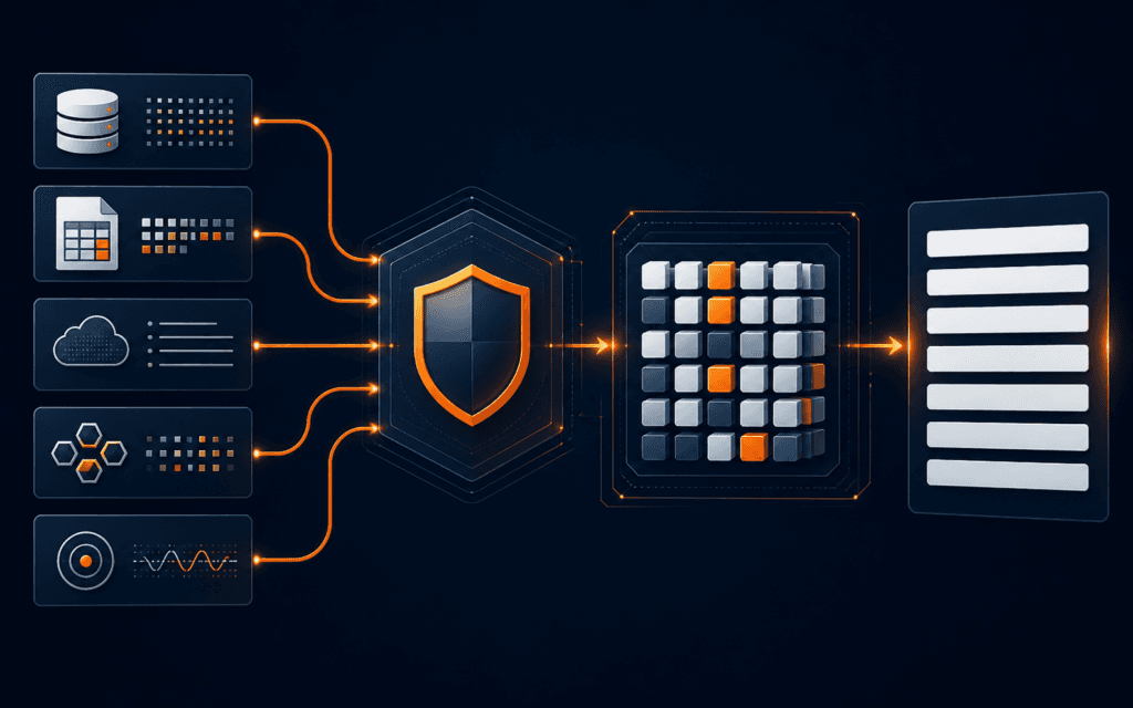 Featured image showing structured inputs flowing through a security validation shield and schema grid into a constrained output panel.