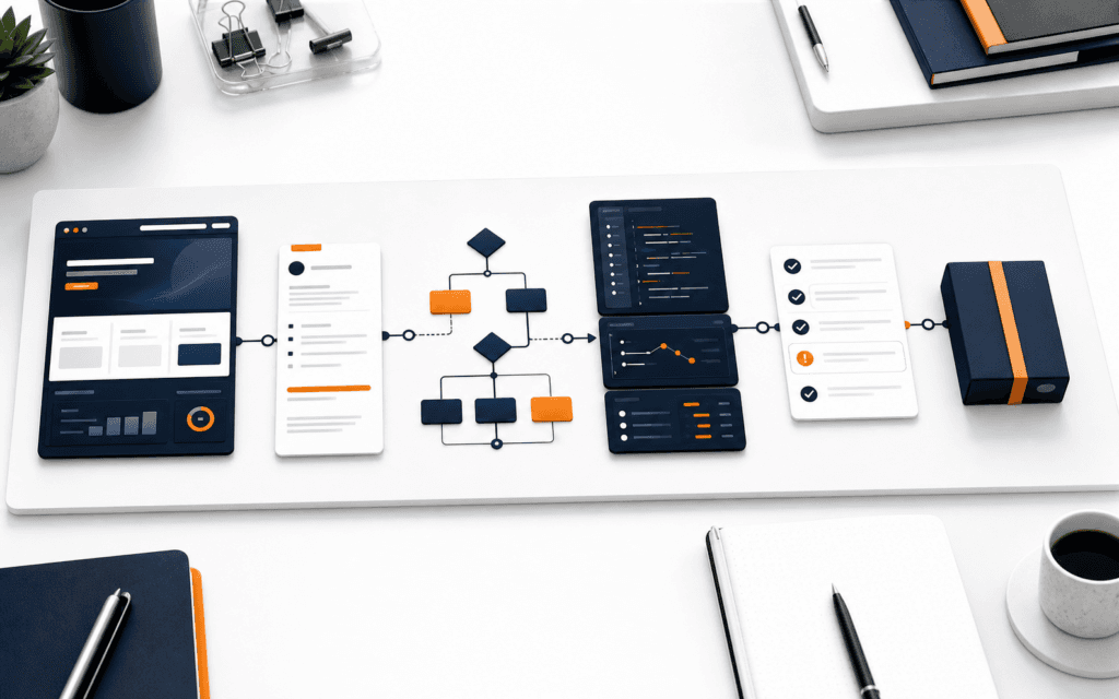 Featured image showing a technology portfolio case study workflow from brief and decisions through evidence, QA, and handoff.