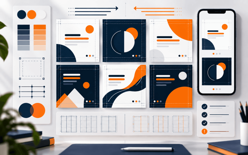 Featured image illustrating design an urdu-english social media carousel: grid, type direction, and export qa.
